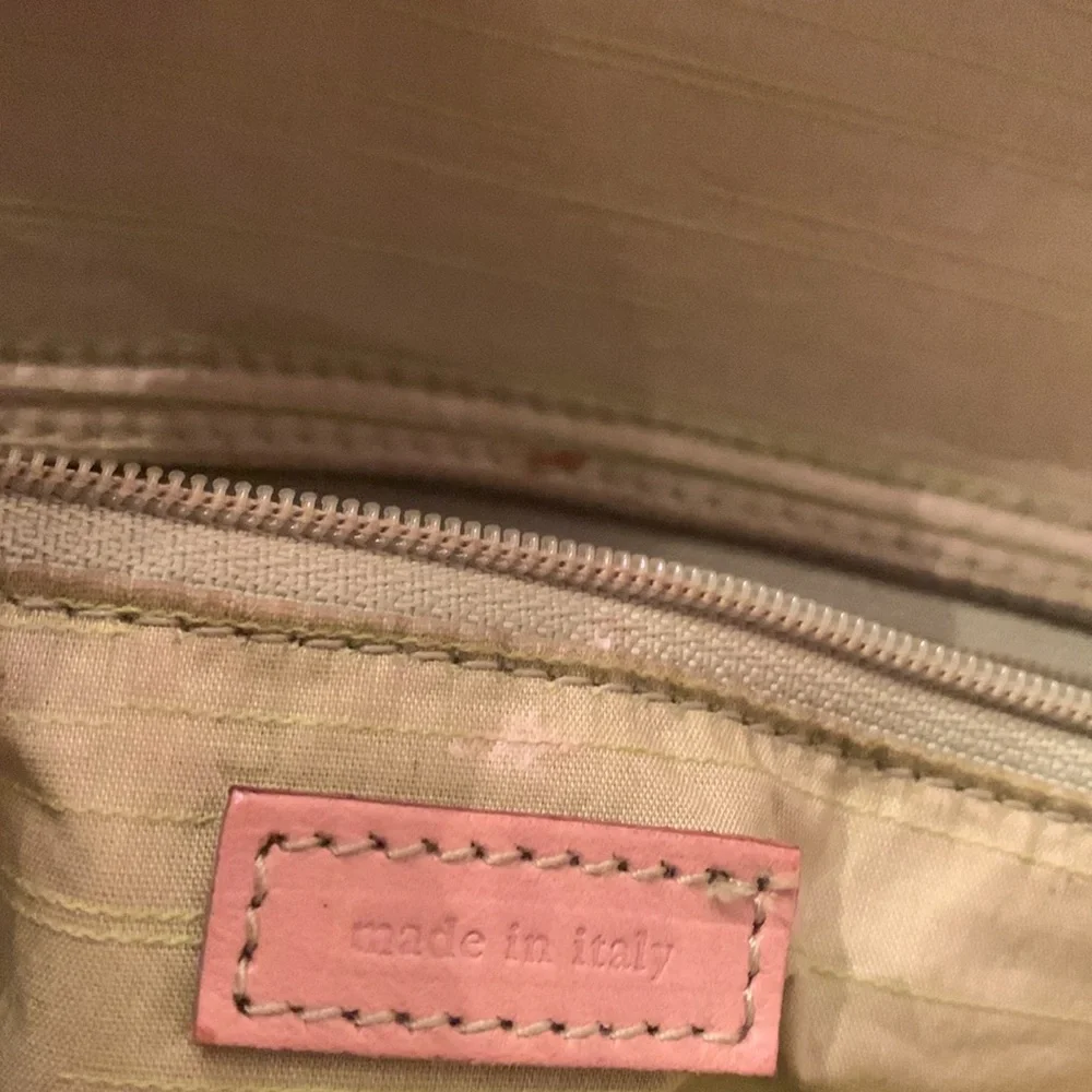 Elegant Kate Spade Black Fabric with Tan Leather Handbag (vibrant green lining)